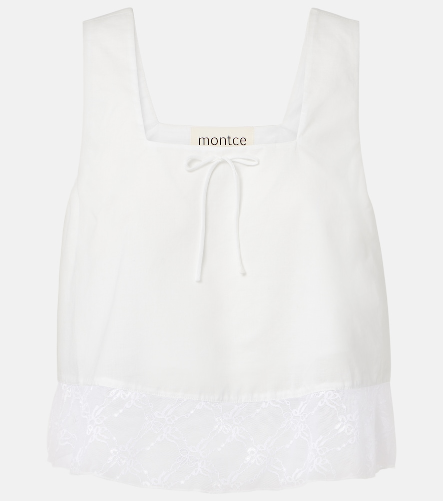 Montce Lace-trimmed cotton crop top
