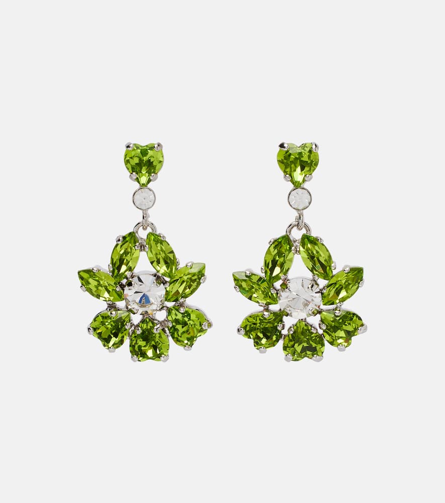 Simone Rocha Heartbloom Embellished Drop Earrings In Green