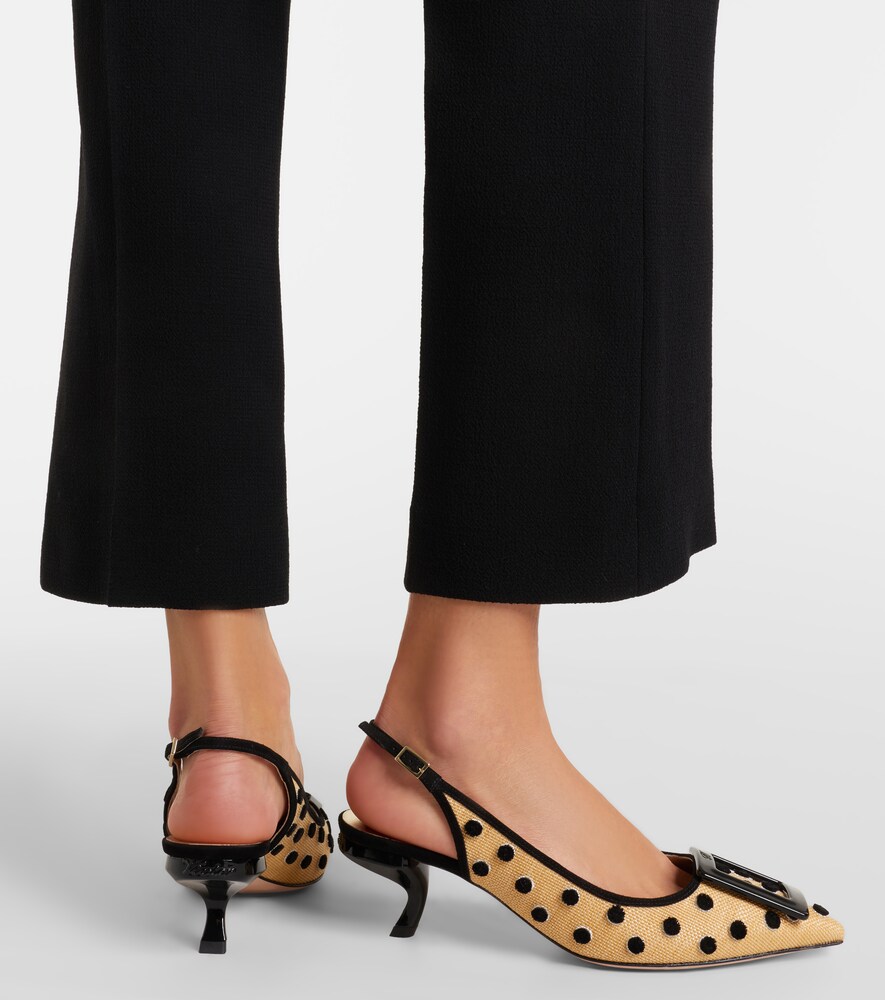 Roger Vivier Virgule polka-dot canvas slingback pumps