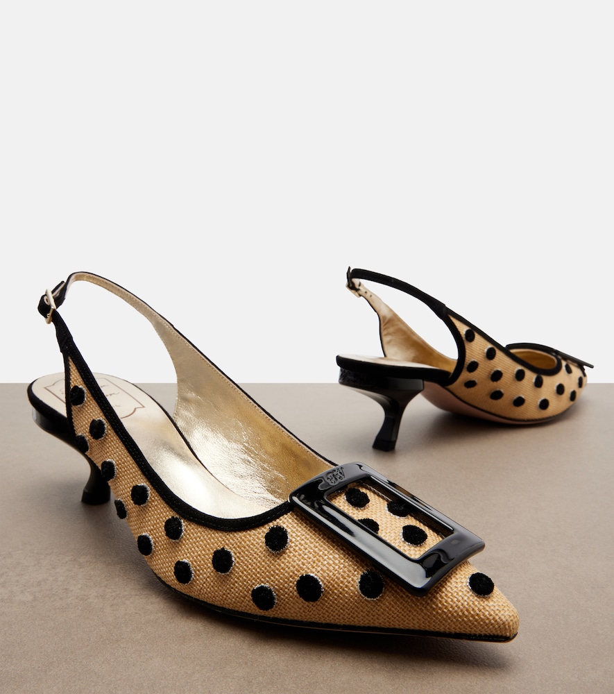  Roger Vivier Roger Vivier Slingback-pumps Virgule Aus Canvas Mit Veloursleder 