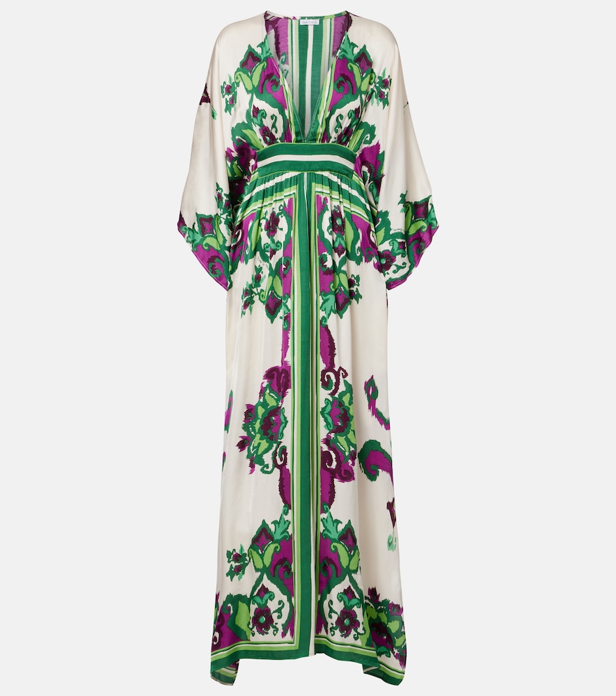 Poupette St Barth Sol floral satin kaftan