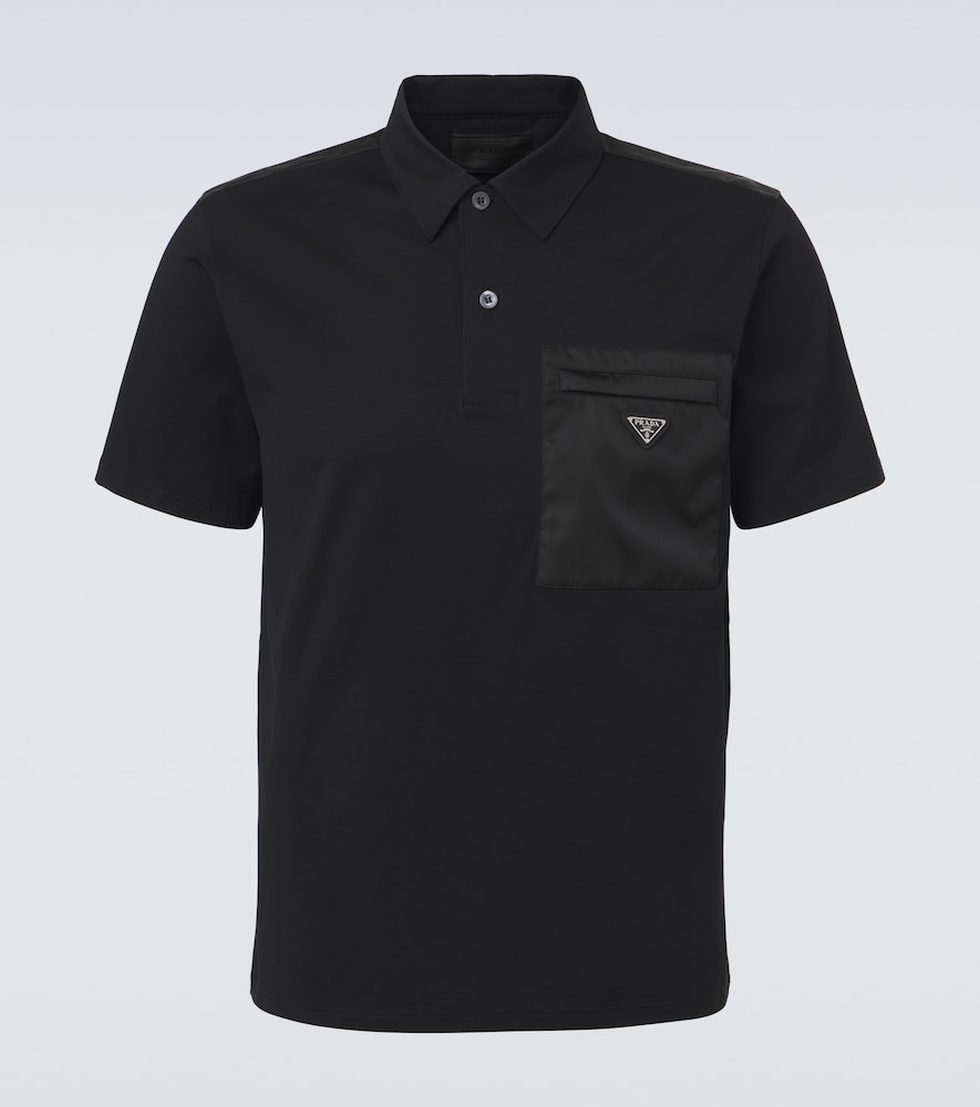 Prada Re-Nylon-trimmed cotton-blend polo shirt