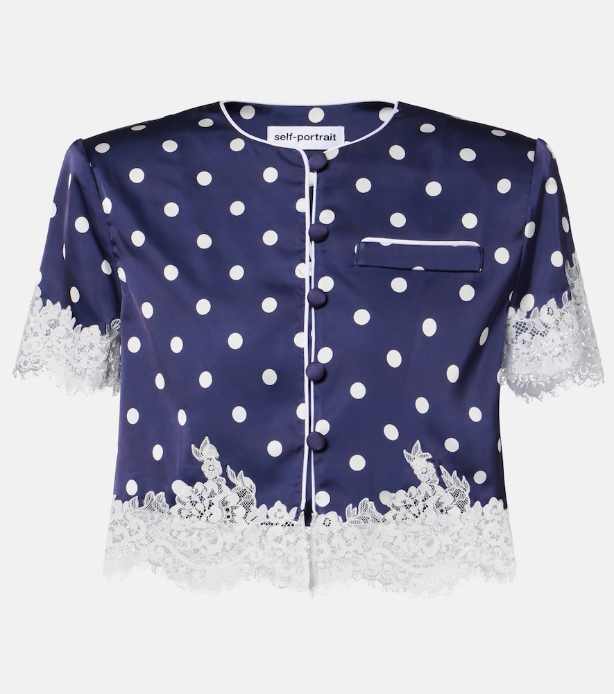 Cropped-Top aus Satin mit Spitze