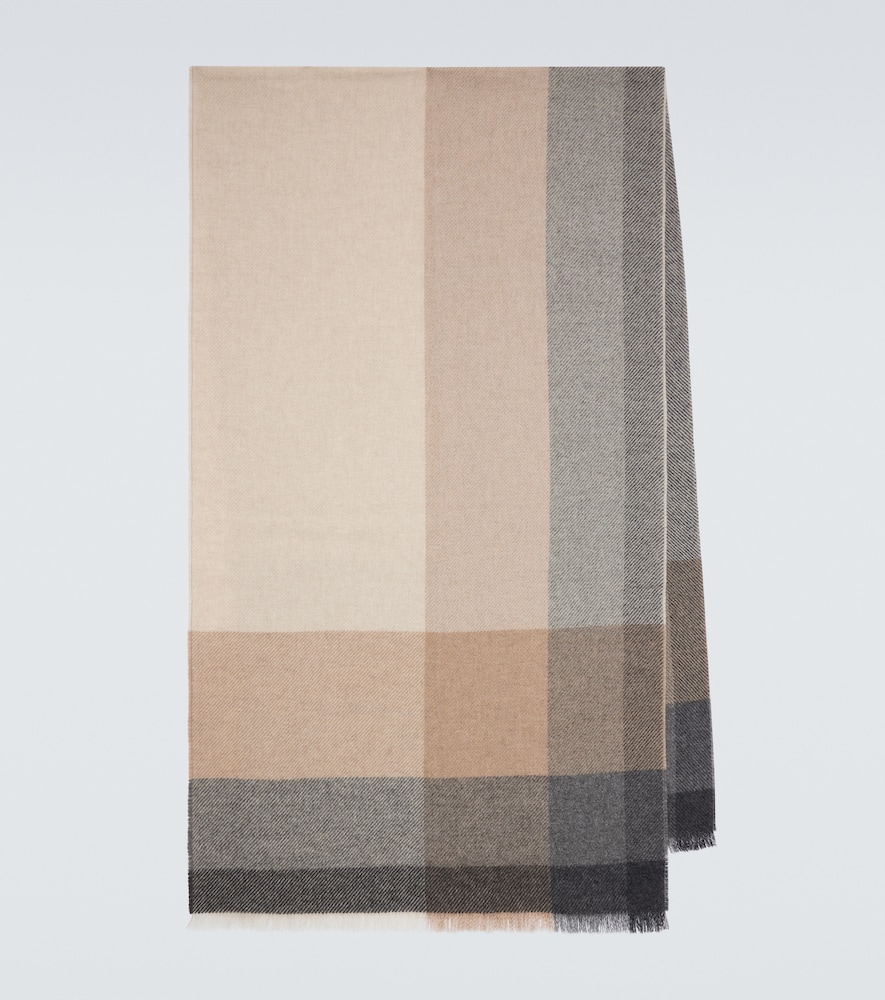 Brunello Cucinelli Men's Beige Checked Wool And Cashmere Scarf - Mytheresa