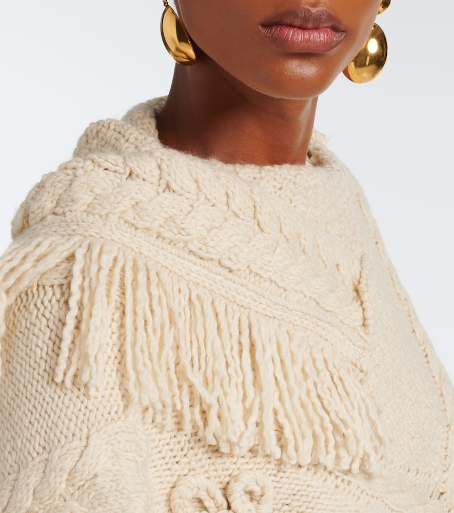 Kacie Cable-Knit Wool-Blend Poncho
