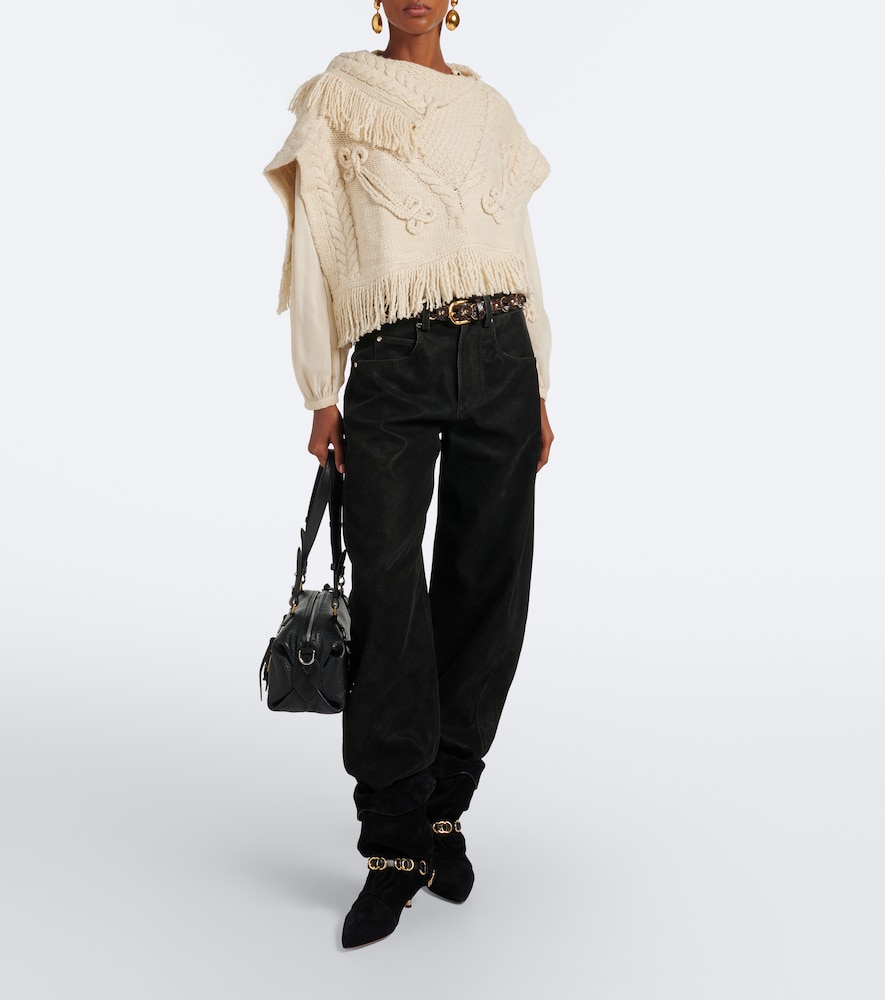 Kacie Cable-Knit Wool-Blend Poncho