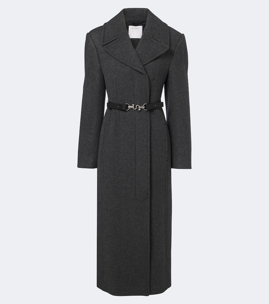 Cappotto in lana vergine spigato con cintura