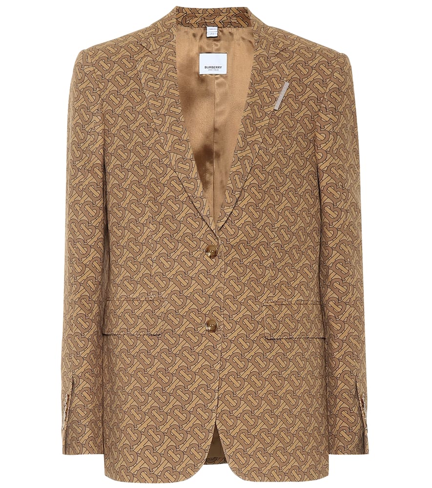 Click to view more detailed imagery on our partner's website Burberry Logo Silk Blazer In Beige