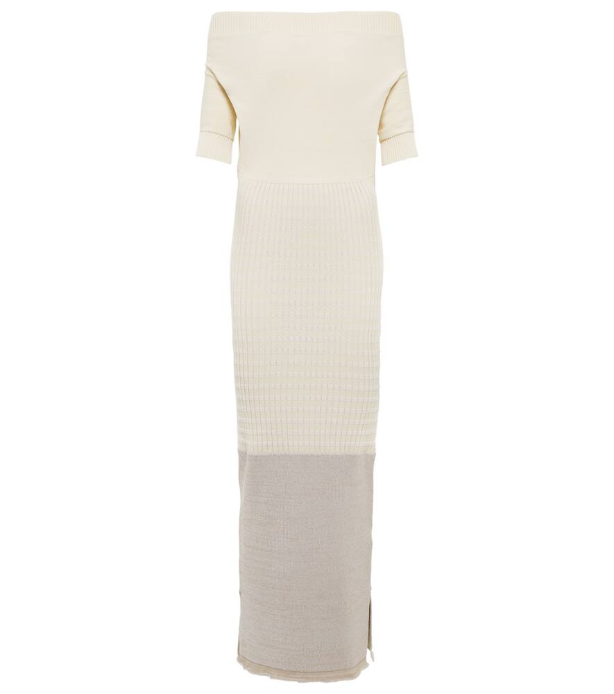 Mm6 Maison Margiela Multicolor Viscose Maxi Dress In Mixed White