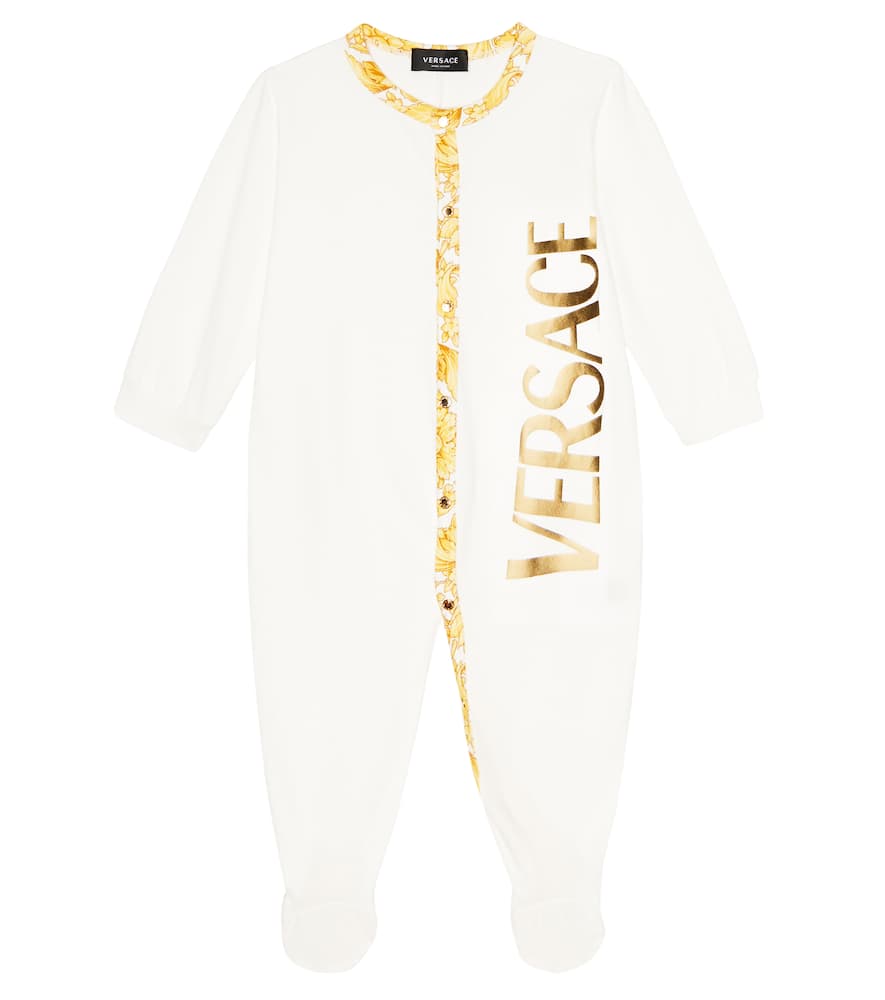 gazon postzegel Astrolabium Versace Baby Logo Cotton-blend Onesie In Bianco+oro | ModeSens