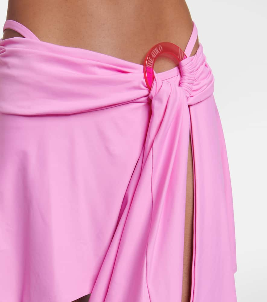 Shop Attico Asymmetric Lycra Miniskirt In Bubble Gum