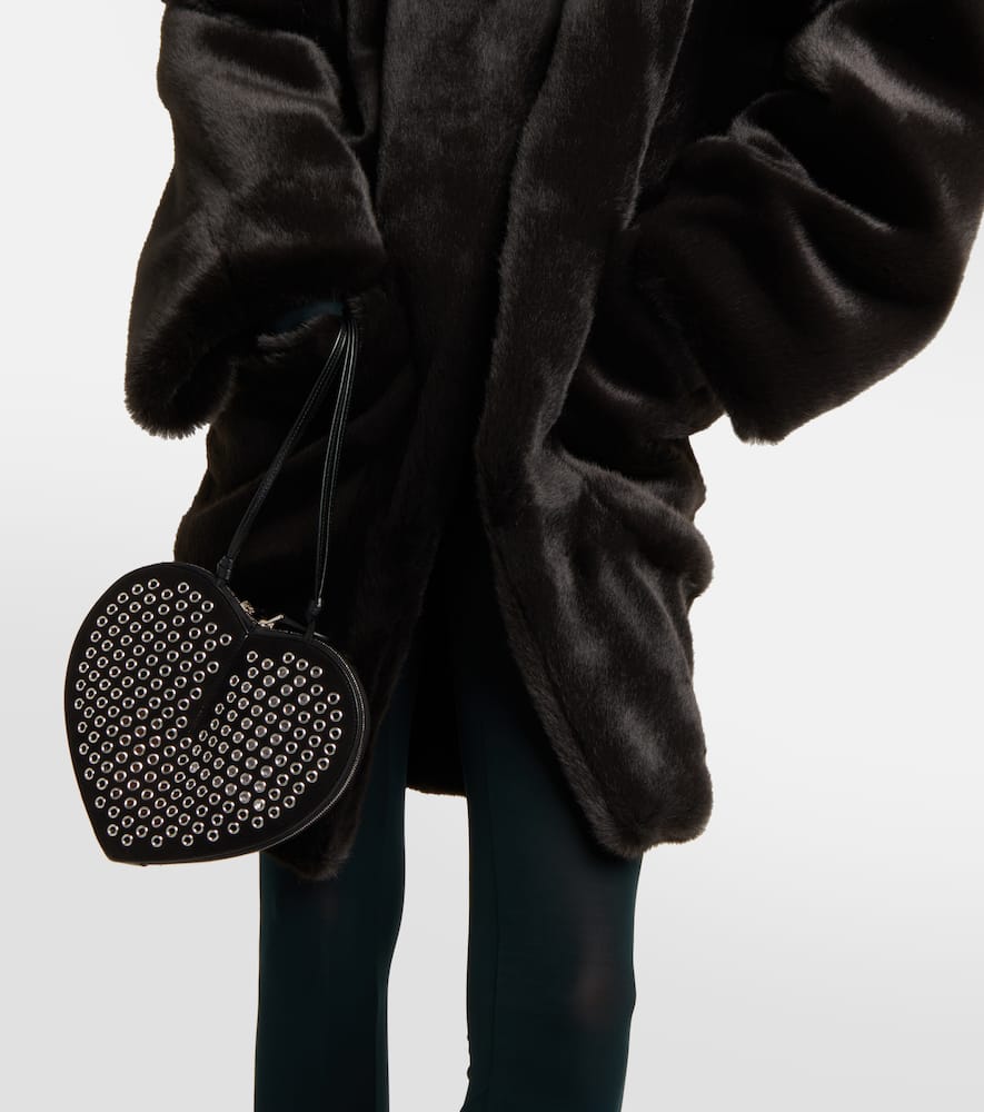 Shop Alaïa Leather-trimmed Faux Fur Coat In Black