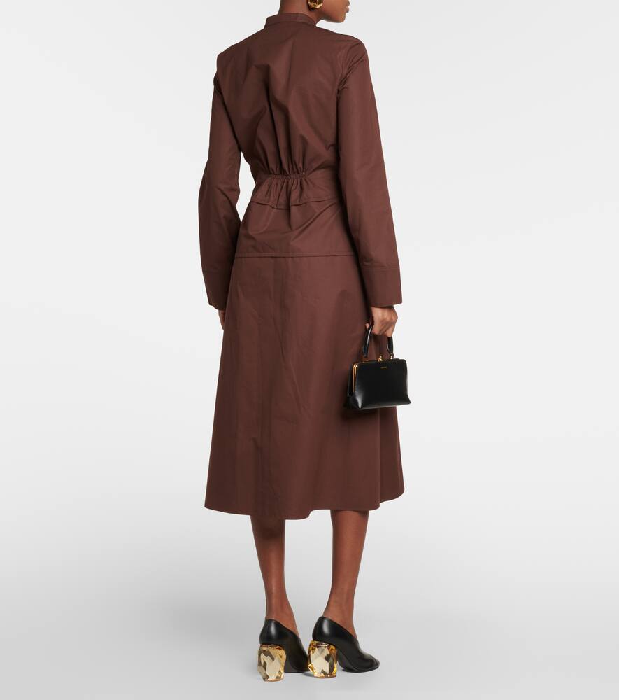 Shop Jil Sander Cotton Poplin Shirt Dress In Dark Brown