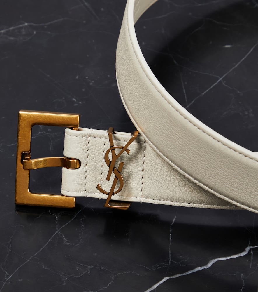 Saint Laurent Laque YSL Monogram Leather Belt