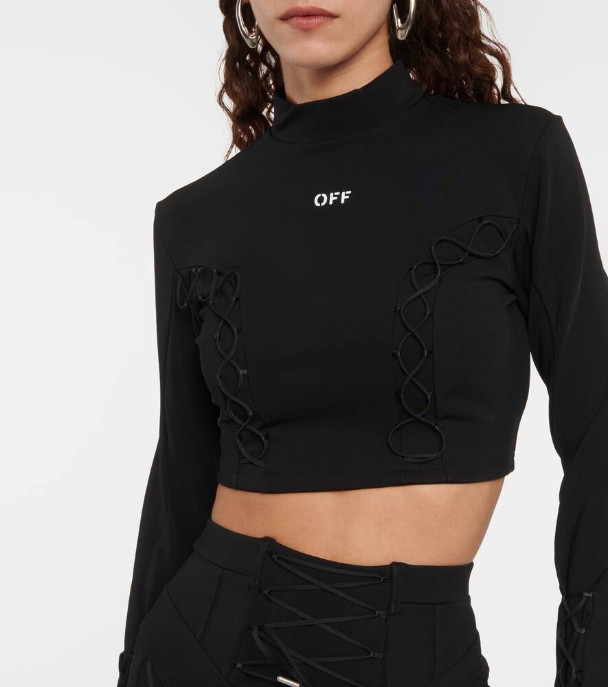Off-white Laced Up Turtleneck Top In Black