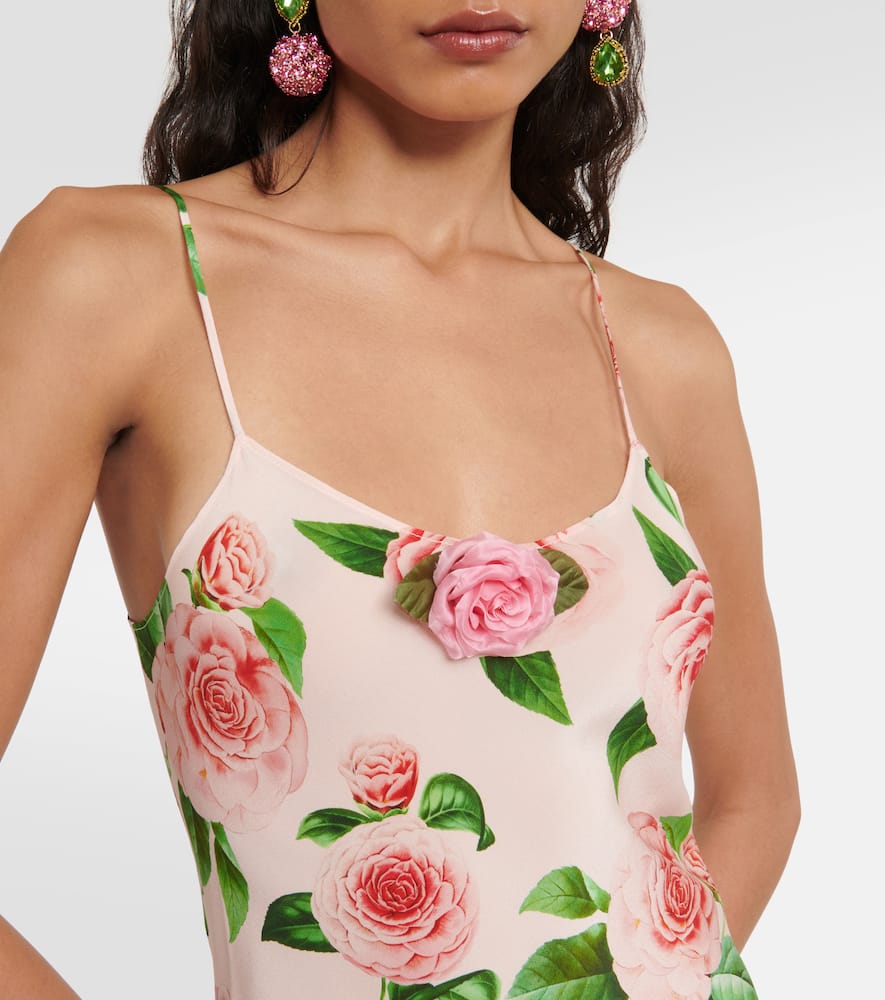 Shop Rodarte Floral Silk Slip Dress In Pink