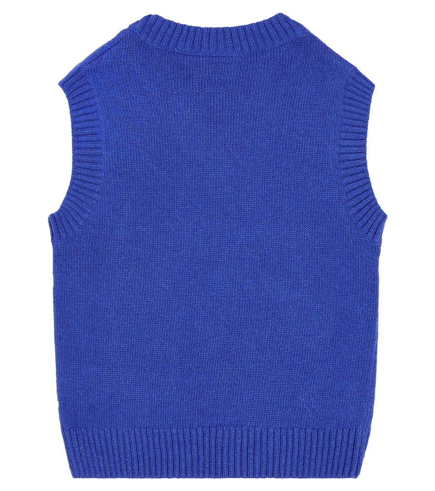 Mini Rodini What's Cooking Wool-blend Sweater Vest In Blue