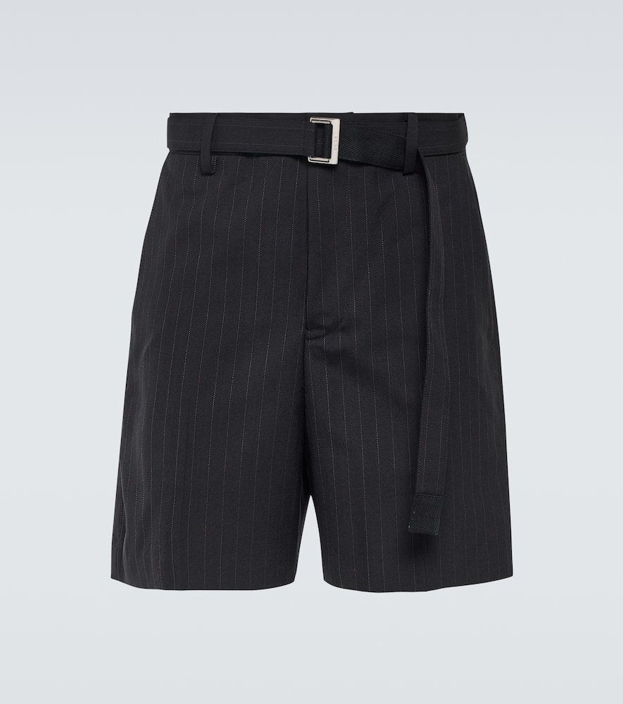 Sacai Chalk stripe wool-blend shorts