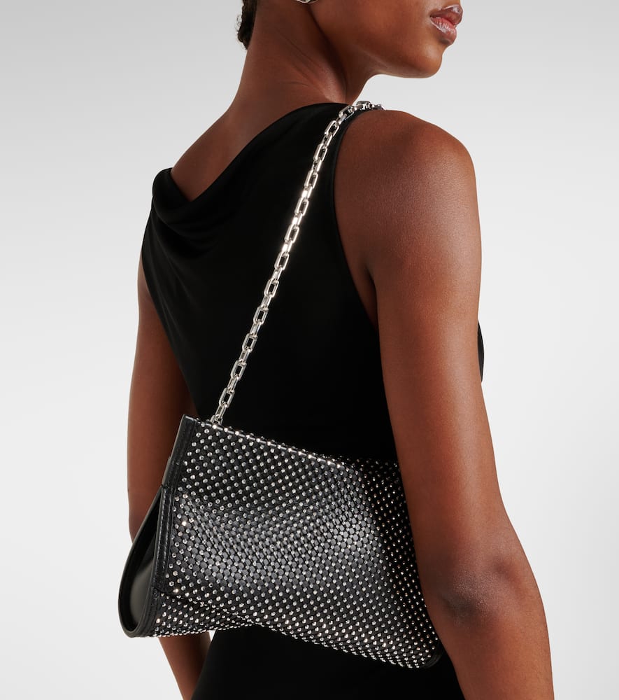 Christian Louboutin Loubitwist Small Embellished Leather Clutch In Black