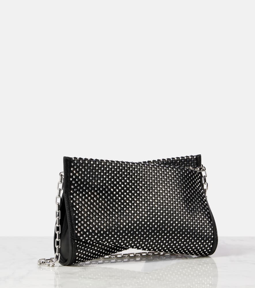 Christian Louboutin Loubitwist Small Embellished Leather Clutch In Black