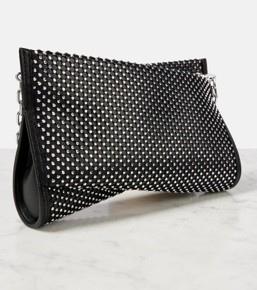 Christian Louboutin Loubitwist Small Embellished Leather Clutch In Black
