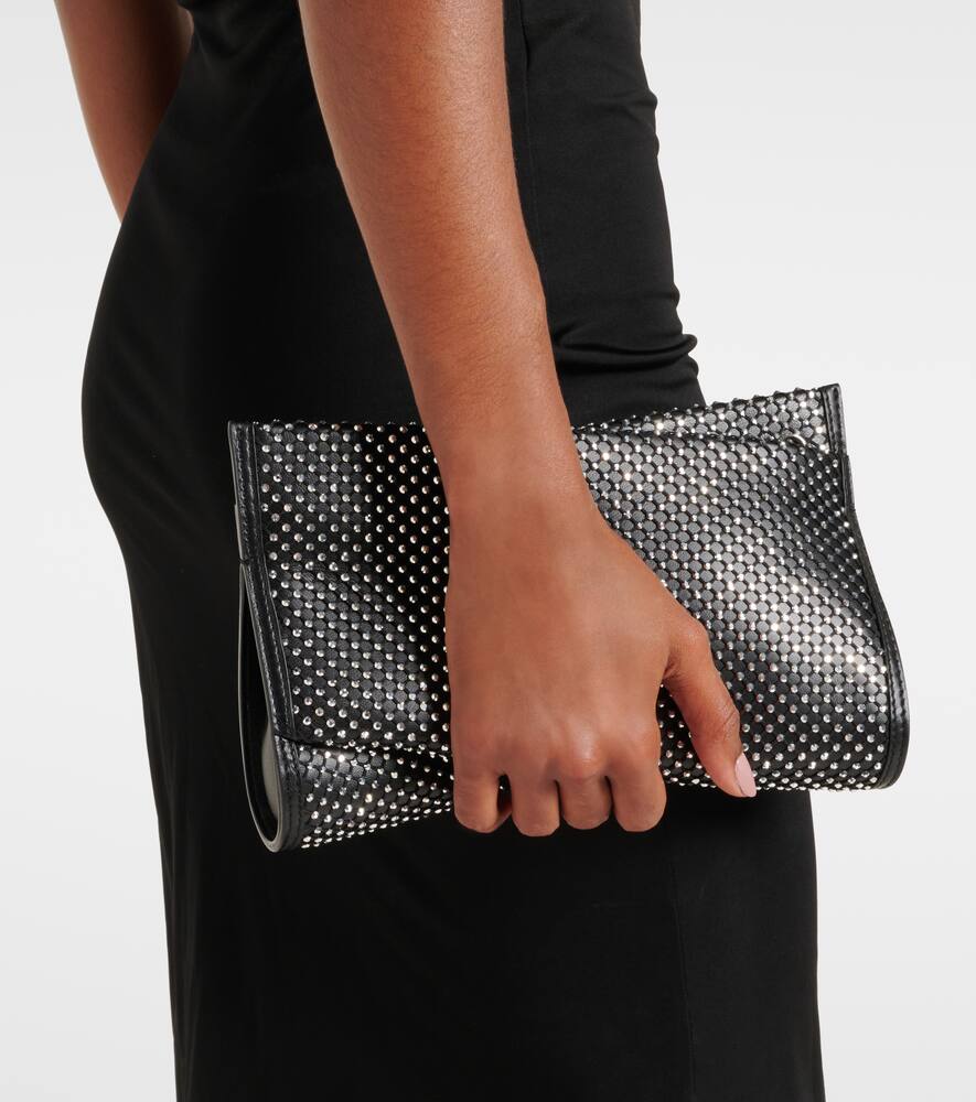 Christian Louboutin Loubitwist Small Embellished Leather Clutch In Black