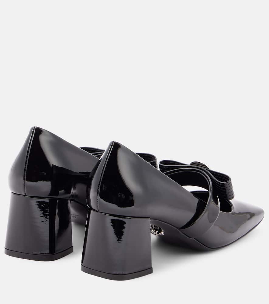 Versace Gianni Ribbon Embellished Patent-leather Pumps In Black