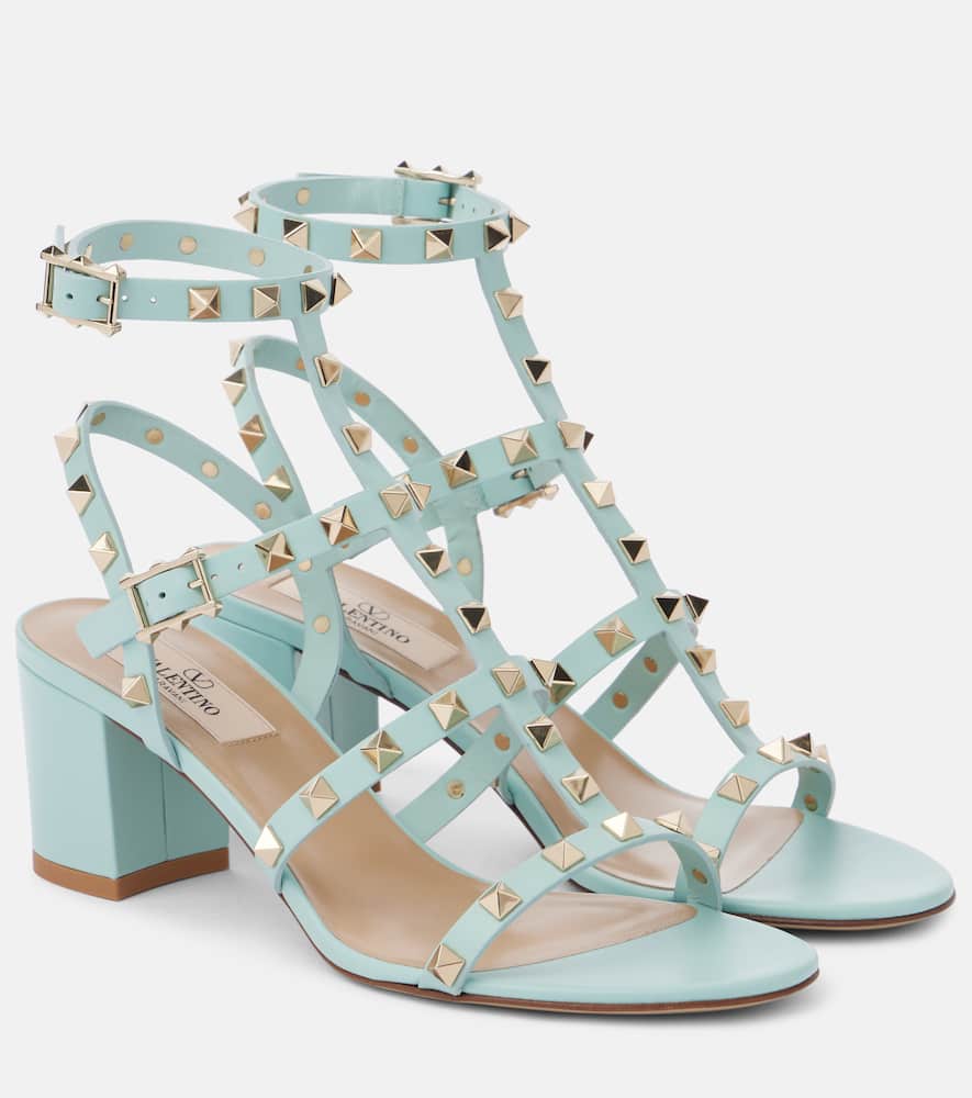 Valentino Rockstud Classic 60 Leather Sandals In Blue