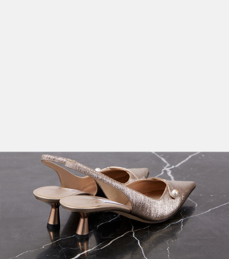 Jimmy Choo Amita 45 Snake-effect Leather Point-toe Slingback Pumps In Beige