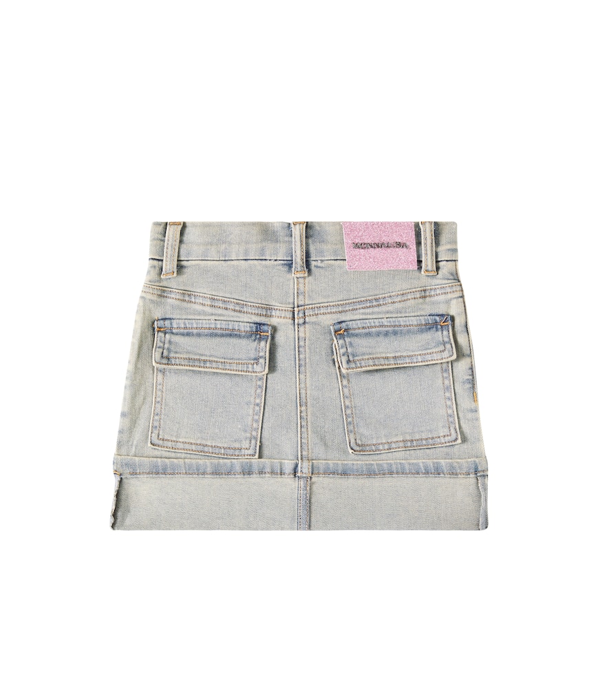 Monnalisa Minirock Aus Denim Mit Bambi-stickerei In Grey