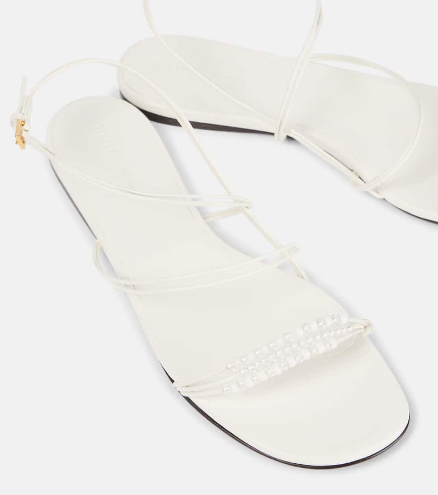 Khaite Bead-embellished Loop Flat Sandals In White