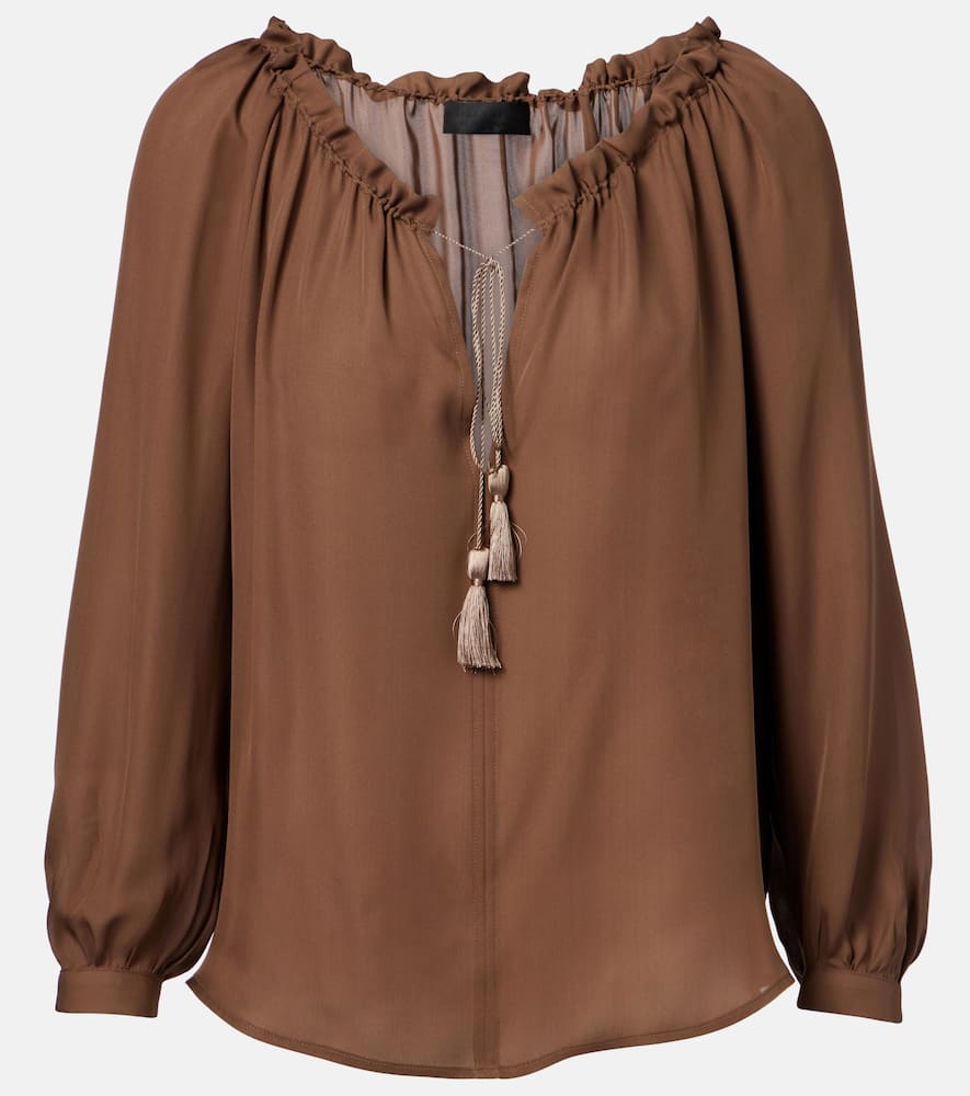 Nili Lotan Carley Silk Georgette Top In Brown