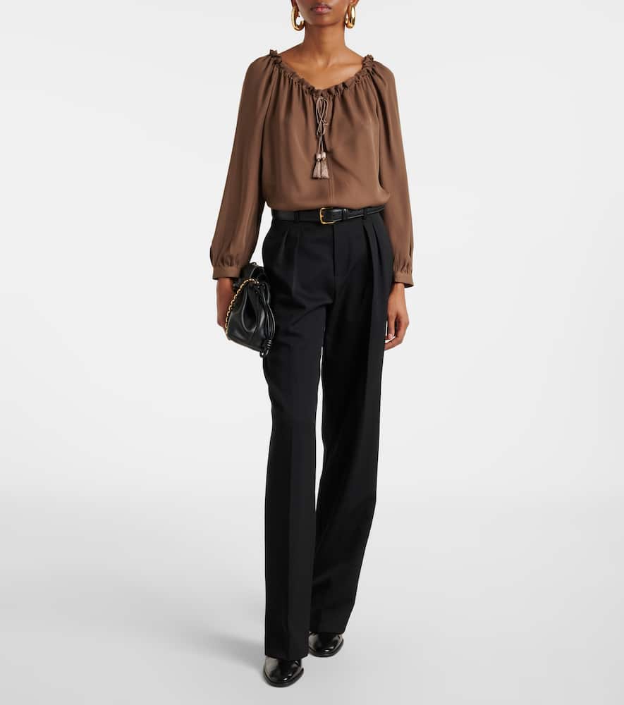 Nili Lotan Carley Silk Georgette Top In Brown