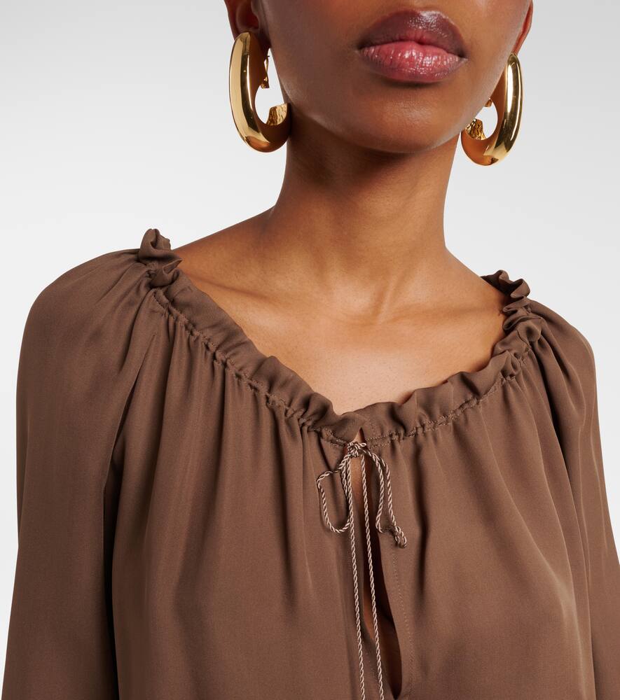 Nili Lotan Carley Silk Georgette Top In Brown