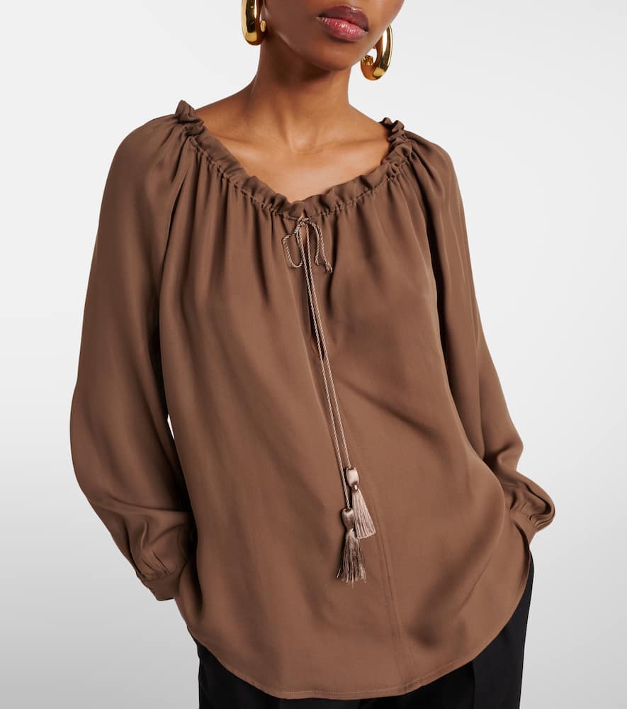 Nili Lotan Carley Silk Georgette Top In Brown