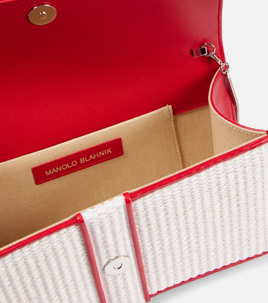 Manolo Blahnik Maycap Raffia-effect Clutch In White