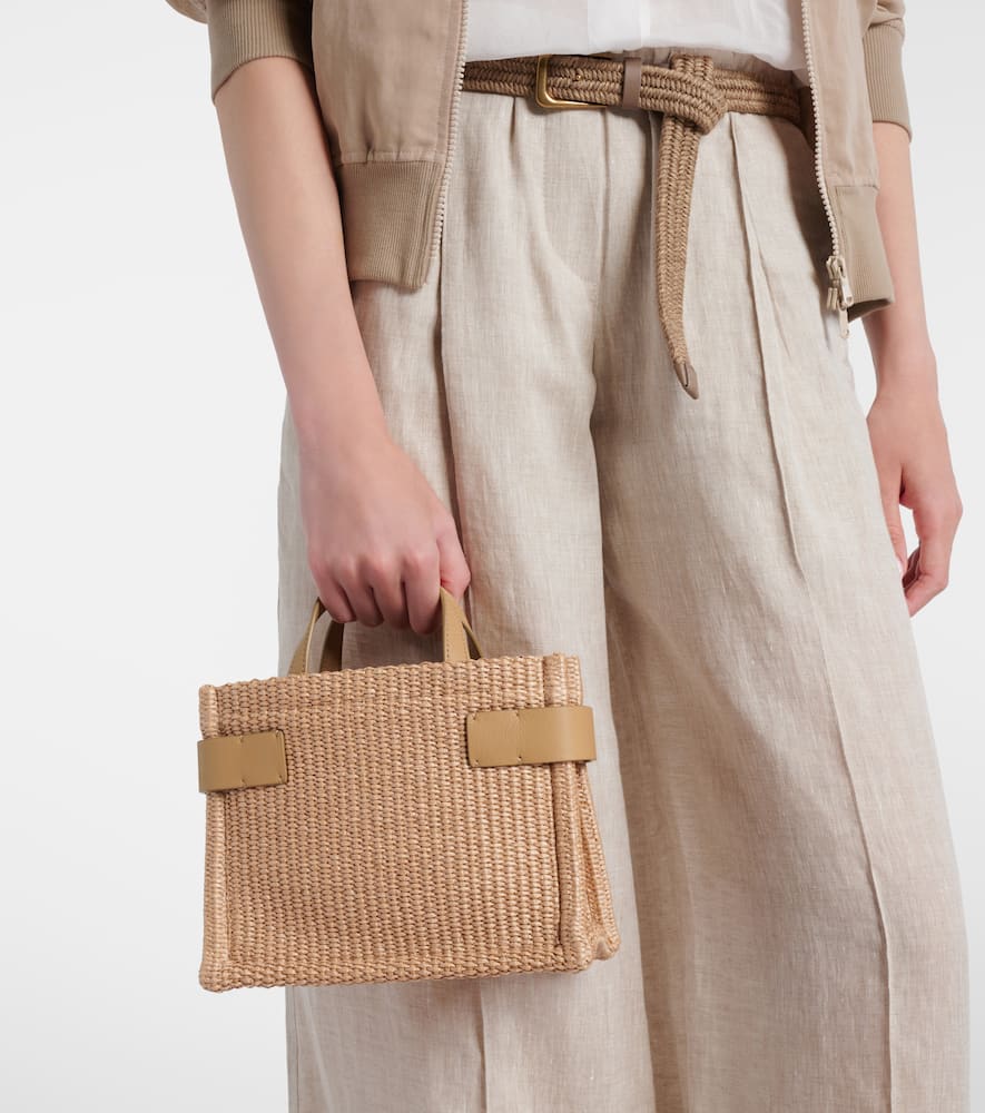 Brunello Cucinelli Essence Large Raffia Tote Bag In Beige