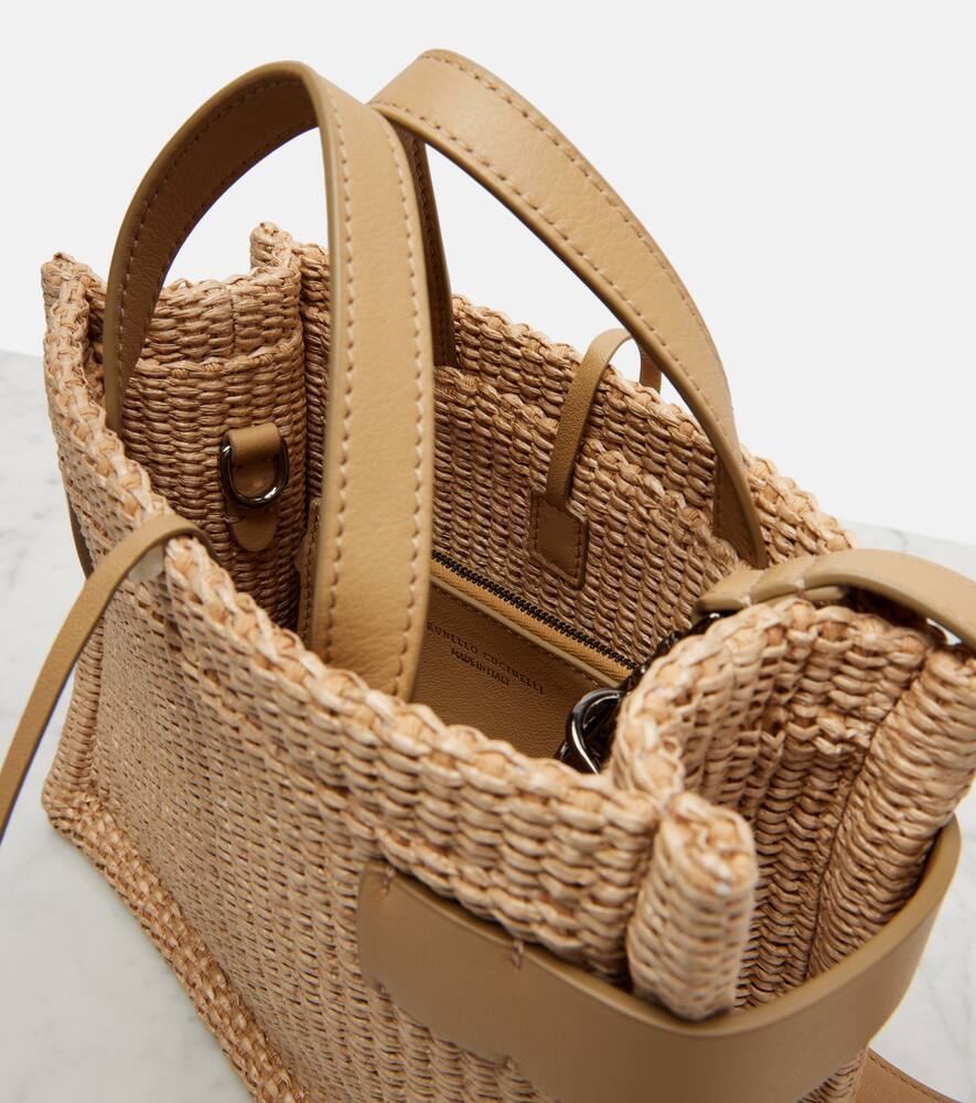 Brunello Cucinelli Essence Large Raffia Tote Bag In Beige