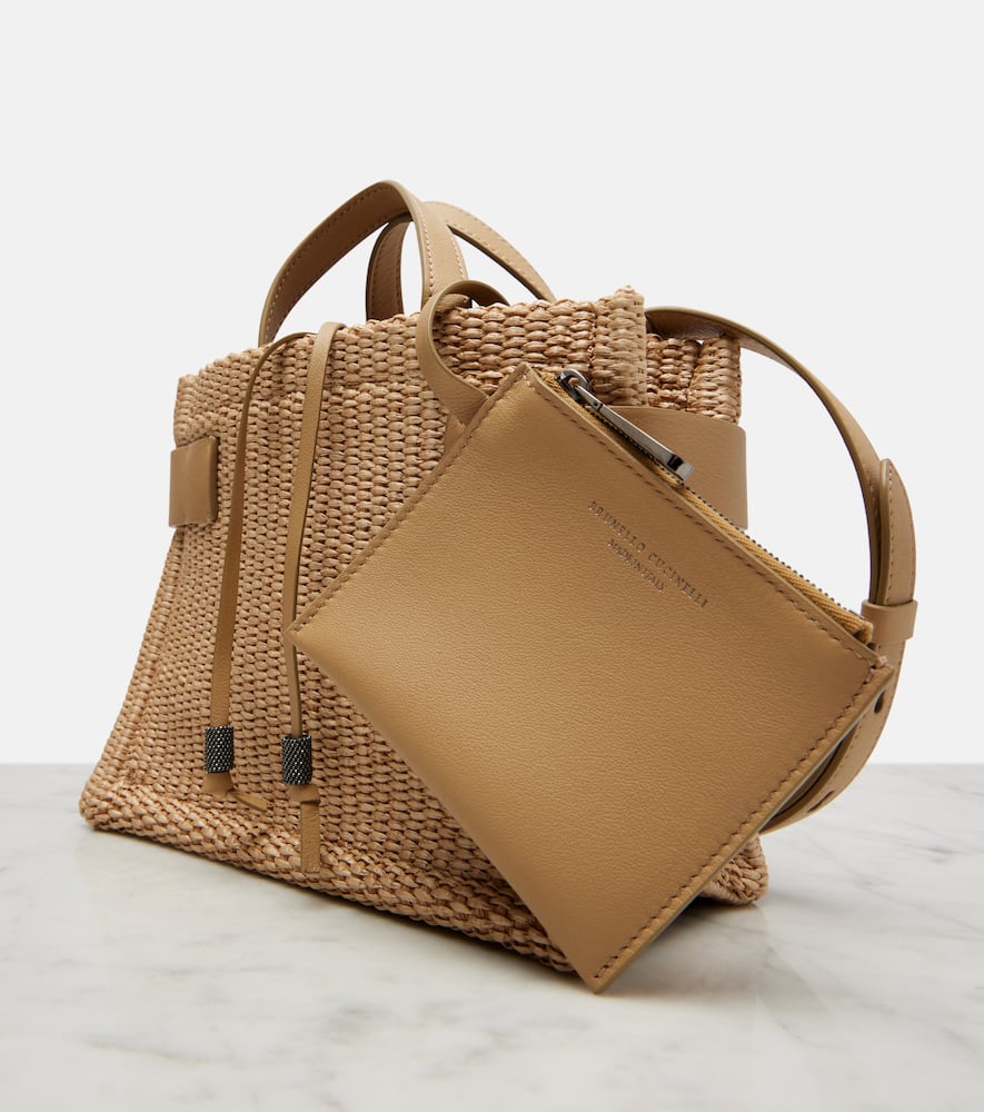 Brunello Cucinelli Essence Large Raffia Tote Bag In Beige