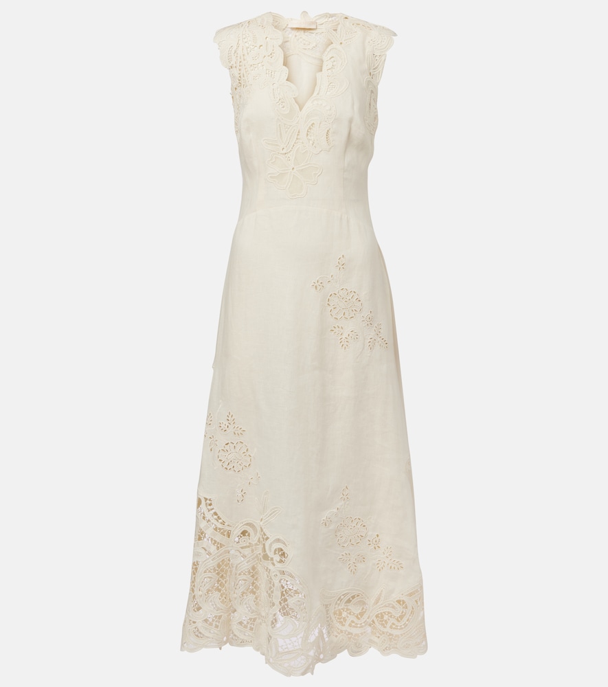 Ulla Johnson Abito lungo Olivette in lino con pizzo