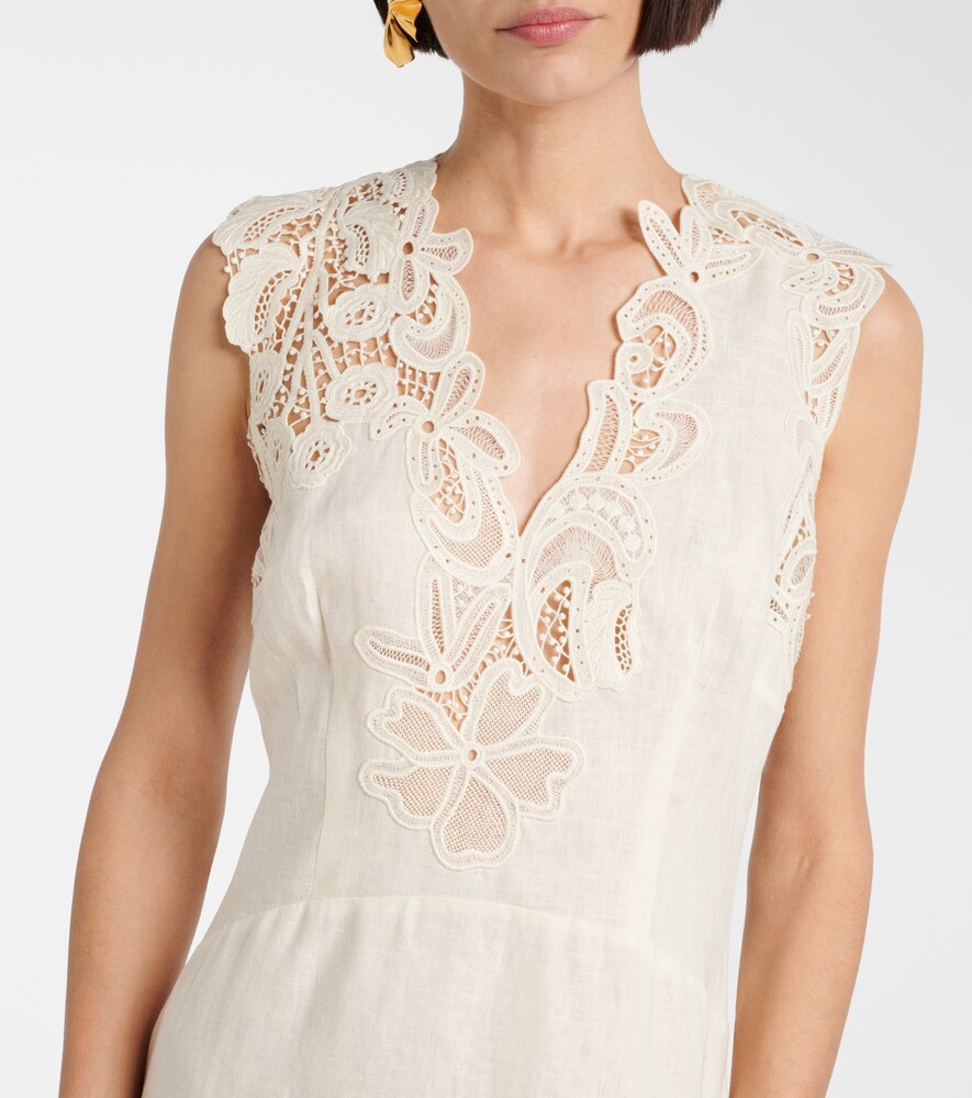  Ulla Johnson Ulla Johnson Maxikleid Olivette Aus Leinen Mit Spitze 