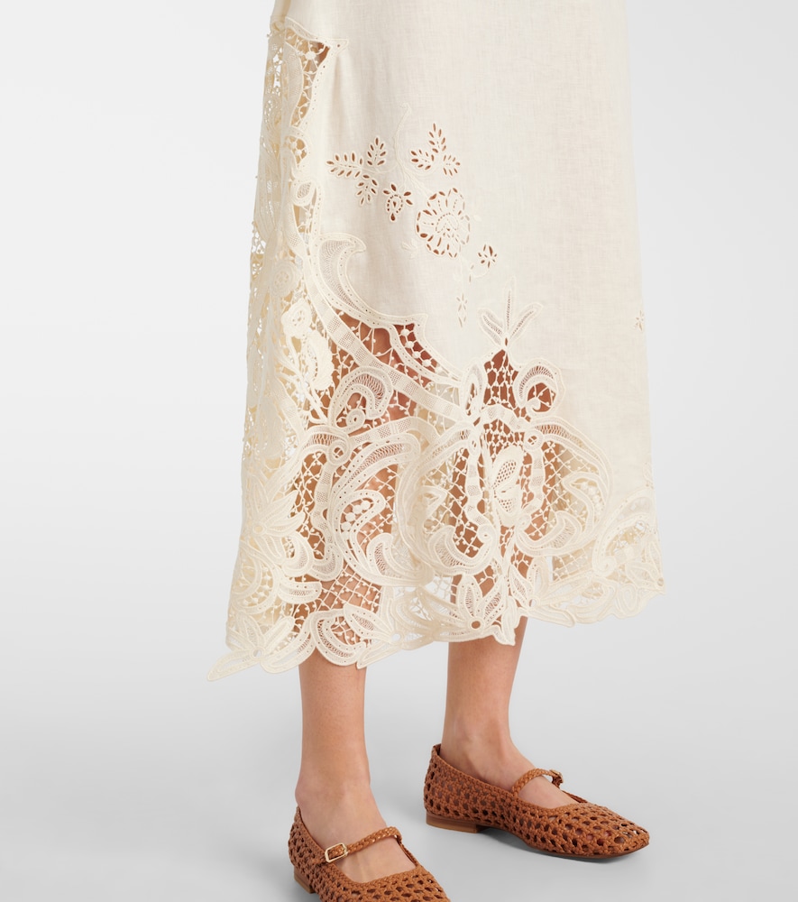  Ulla Johnson Ulla Johnson Maxikleid Olivette Aus Leinen Mit Spitze 