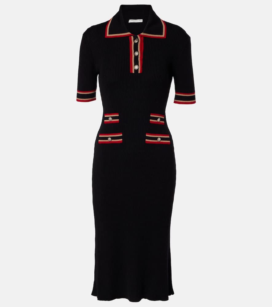 Ribbed-knit virgin wool polo dress