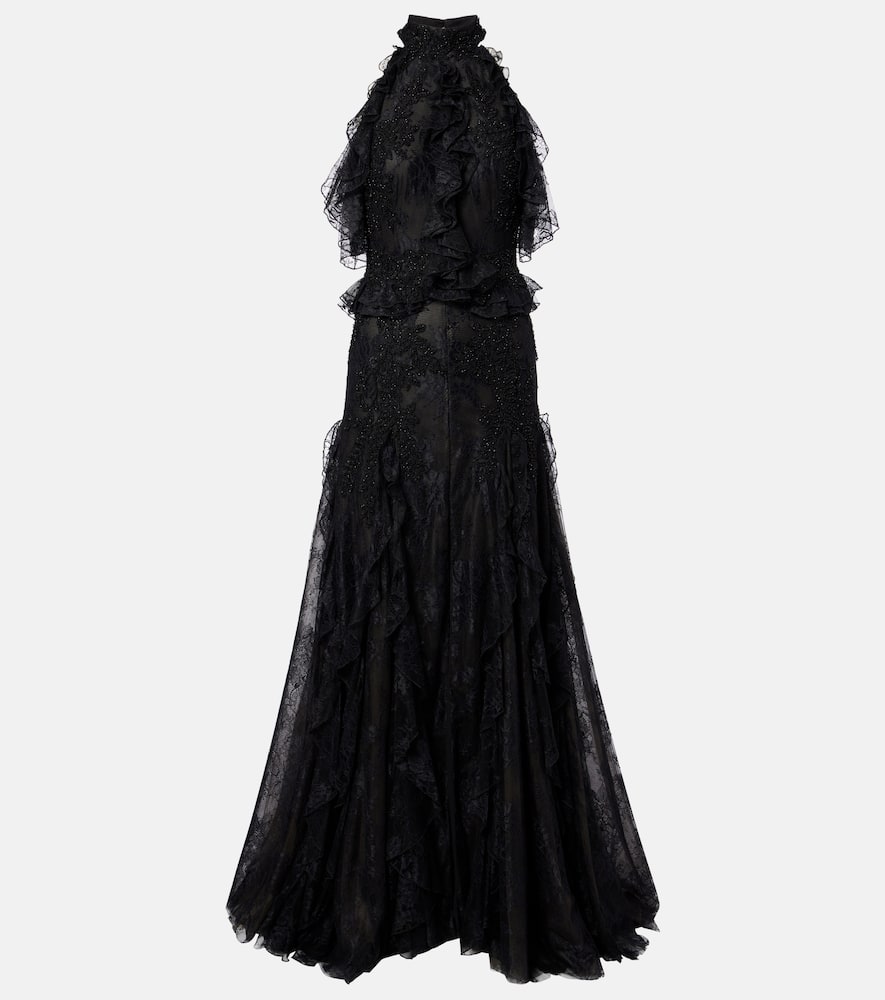 Halterneck lace gown