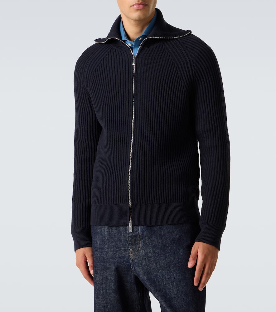 Slowear Virgin Wool Zip-up Cardigan In Black