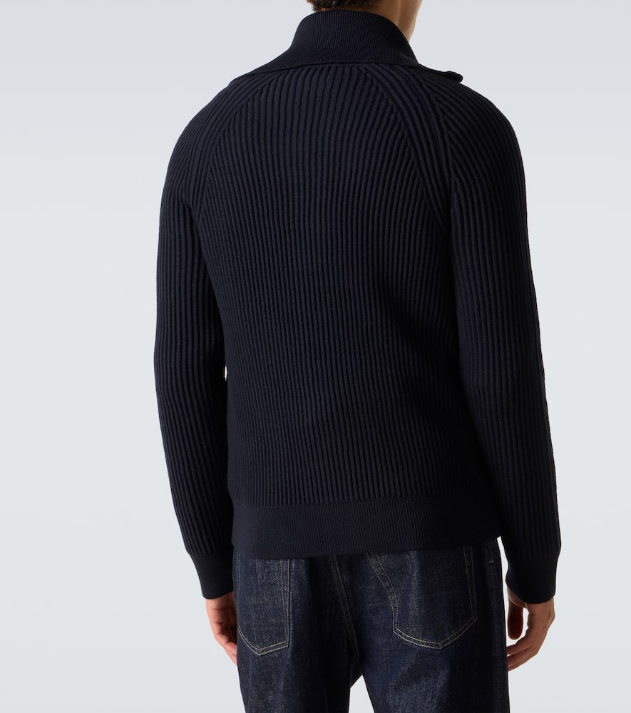 Slowear Virgin Wool Zip-up Cardigan In Black