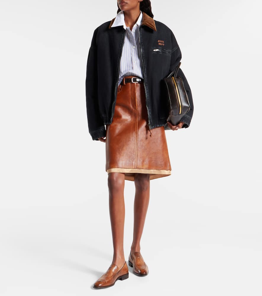 Miu Miu Shearling-trimmed Denim Jacket In Blue