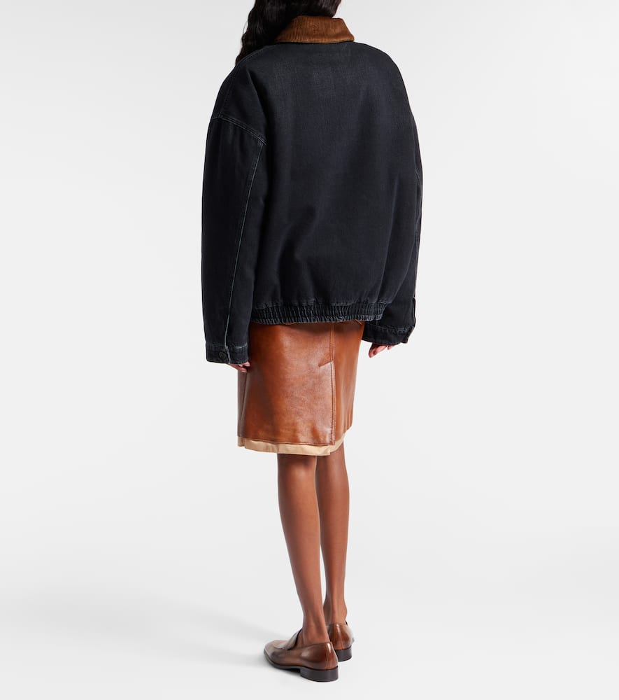 Miu Miu Shearling-trimmed Denim Jacket In Blue