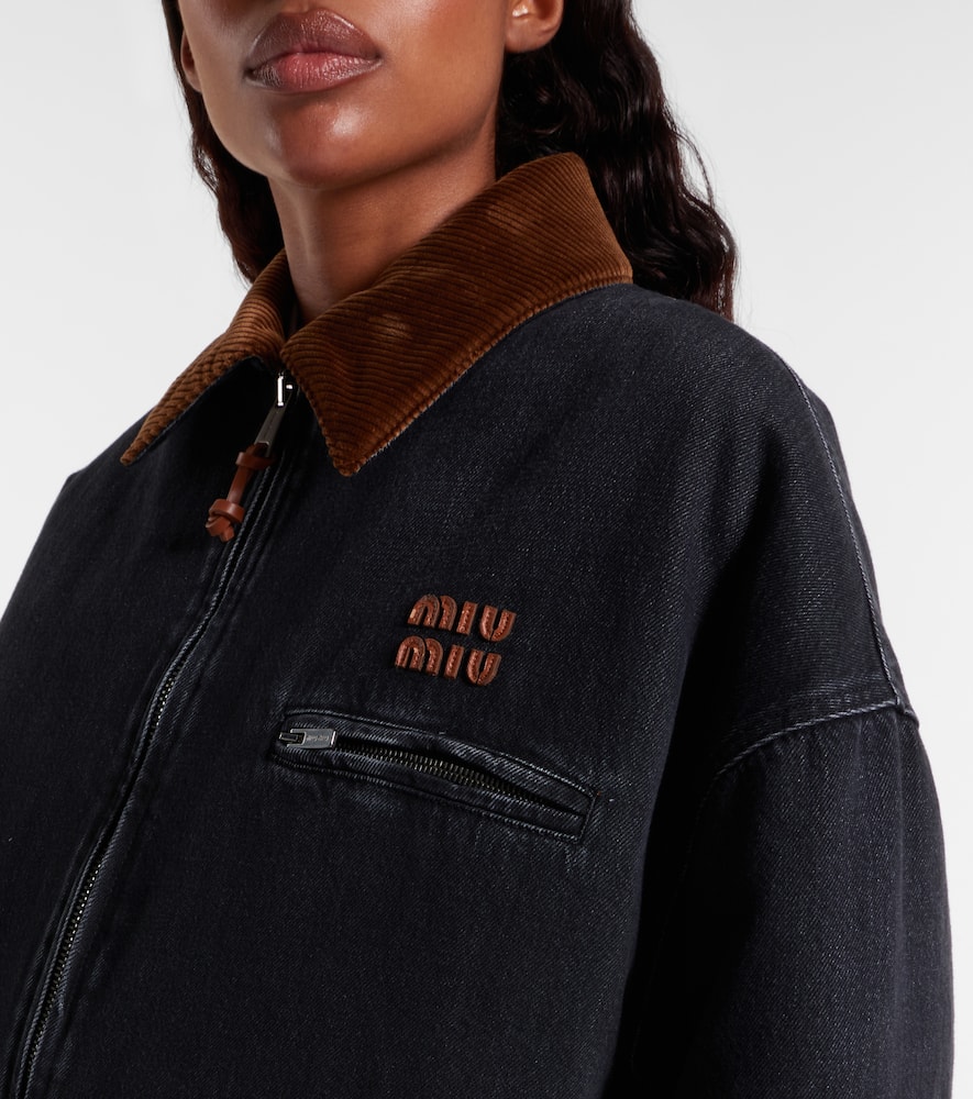 Miu Miu Shearling-trimmed Denim Jacket In Blue