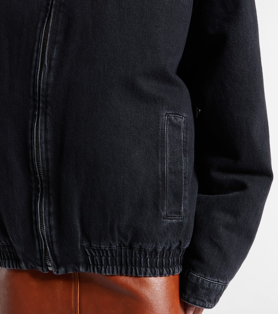 Miu Miu Shearling-trimmed Denim Jacket In Blue